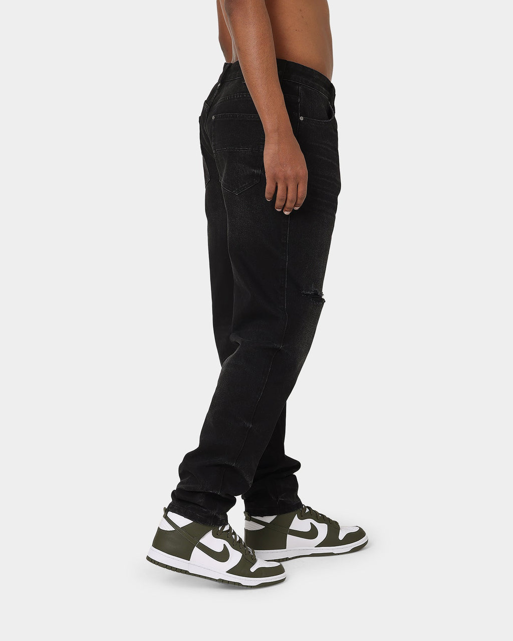 Carré Bouffant Distressed Jeans Washed Black