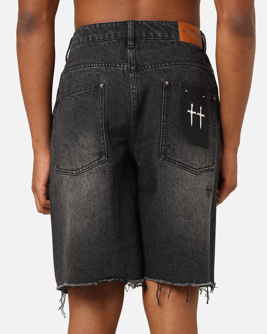 Saint Morta Baggy Denim Shorts Black Shadow