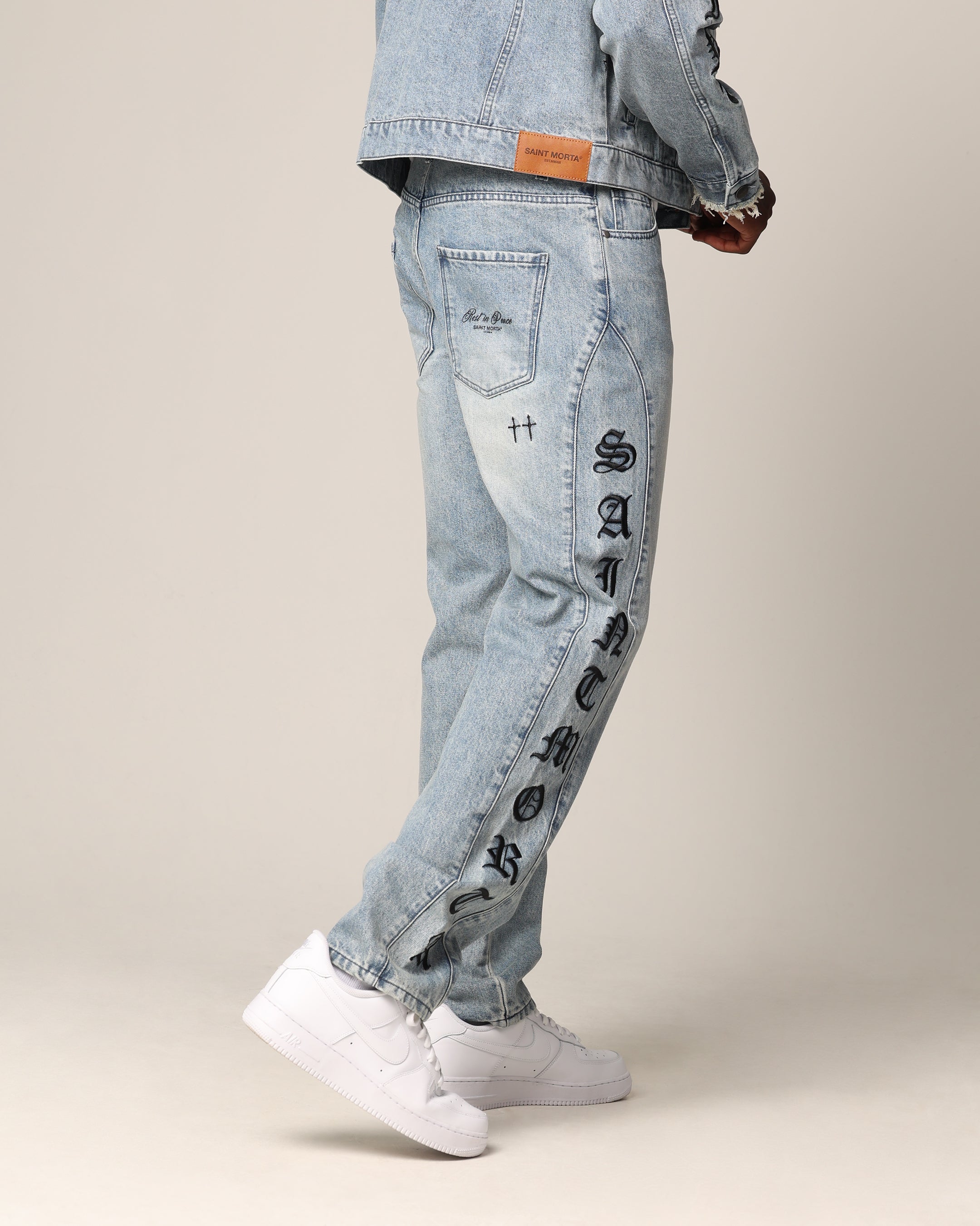 Saint Morta Rip Gothic Psykhe Jeans Superwash Blue
