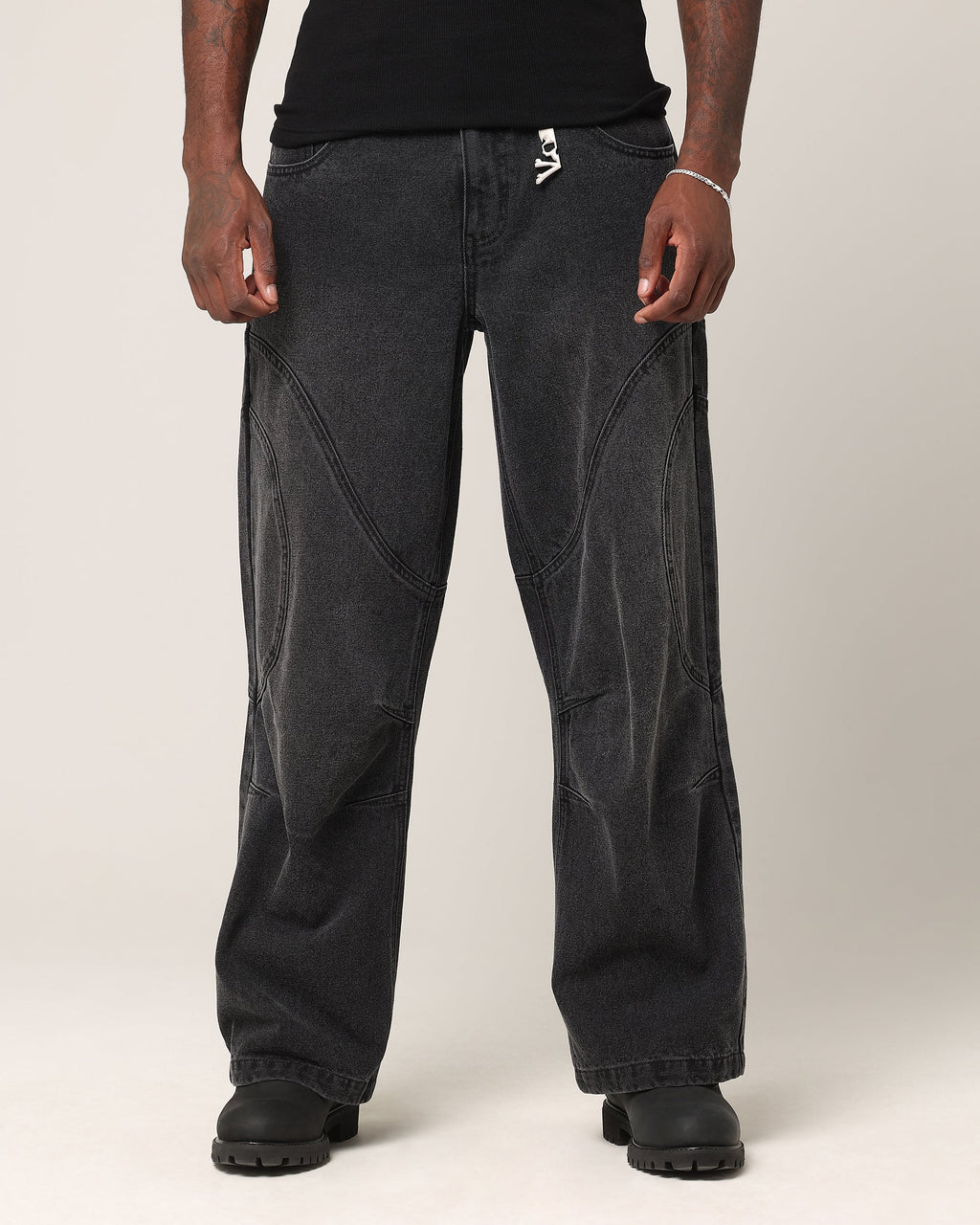 Saint Morta Onyx Panelled Amplus Jeans Black Wash