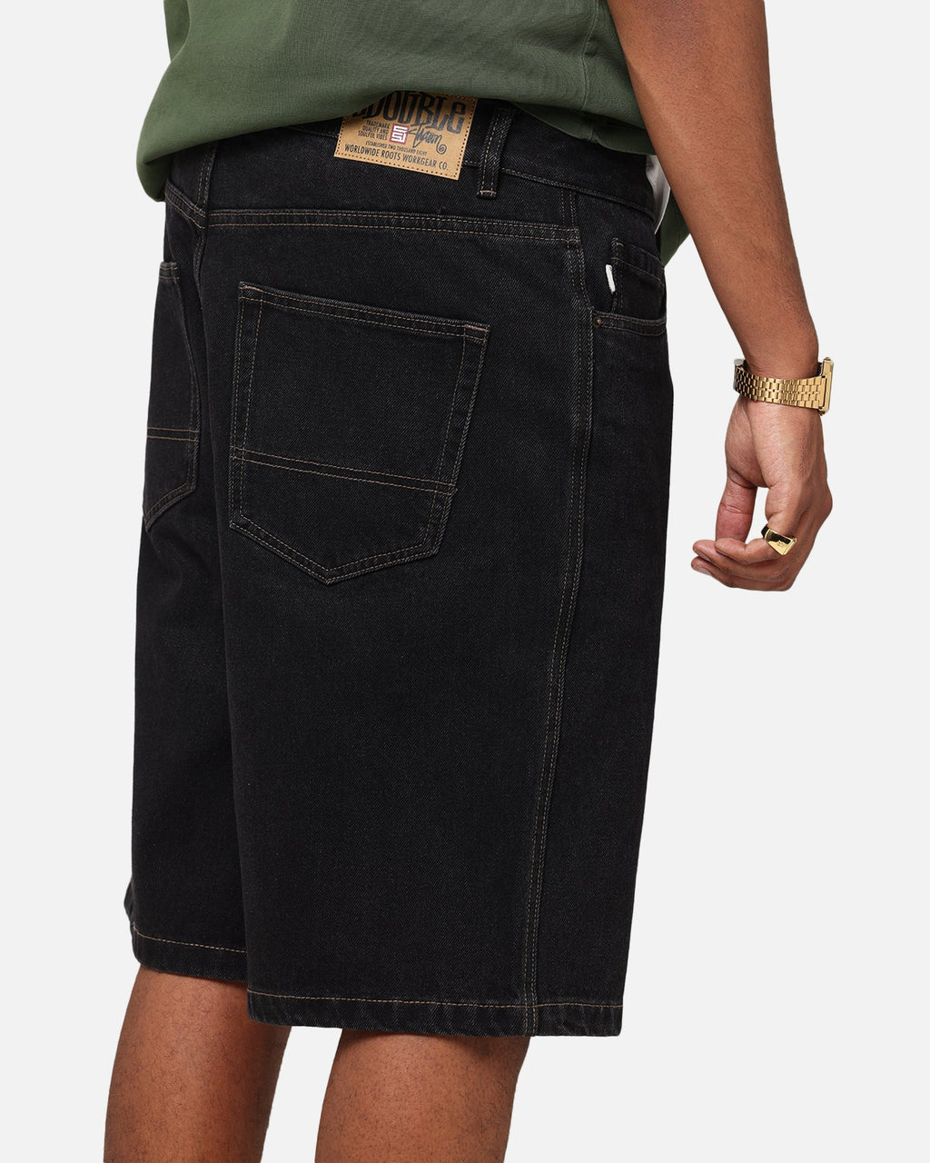S Double Denim Standard Shorts Black Wash
