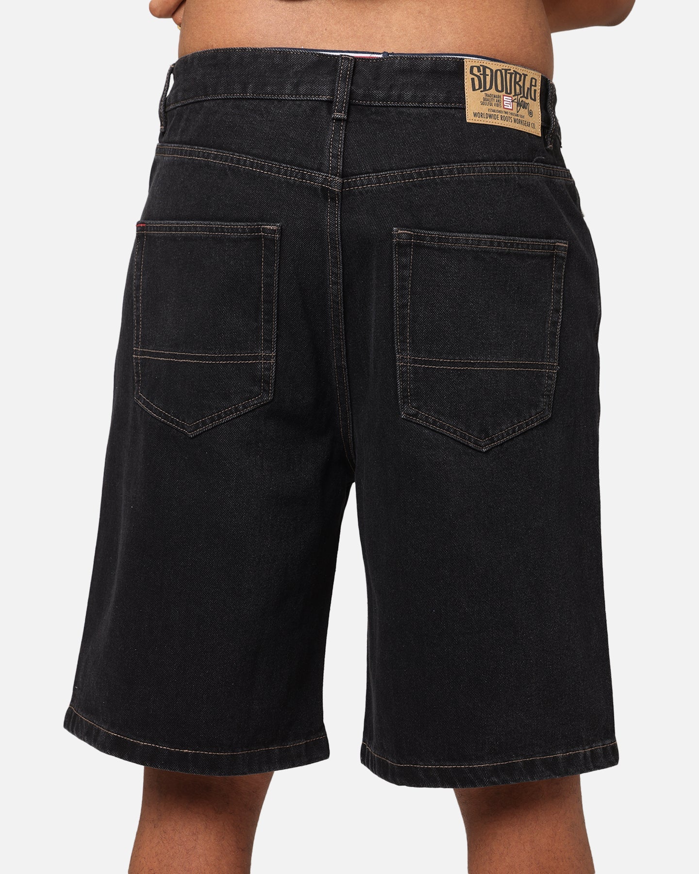 S Double Denim Standard Shorts Black Wash