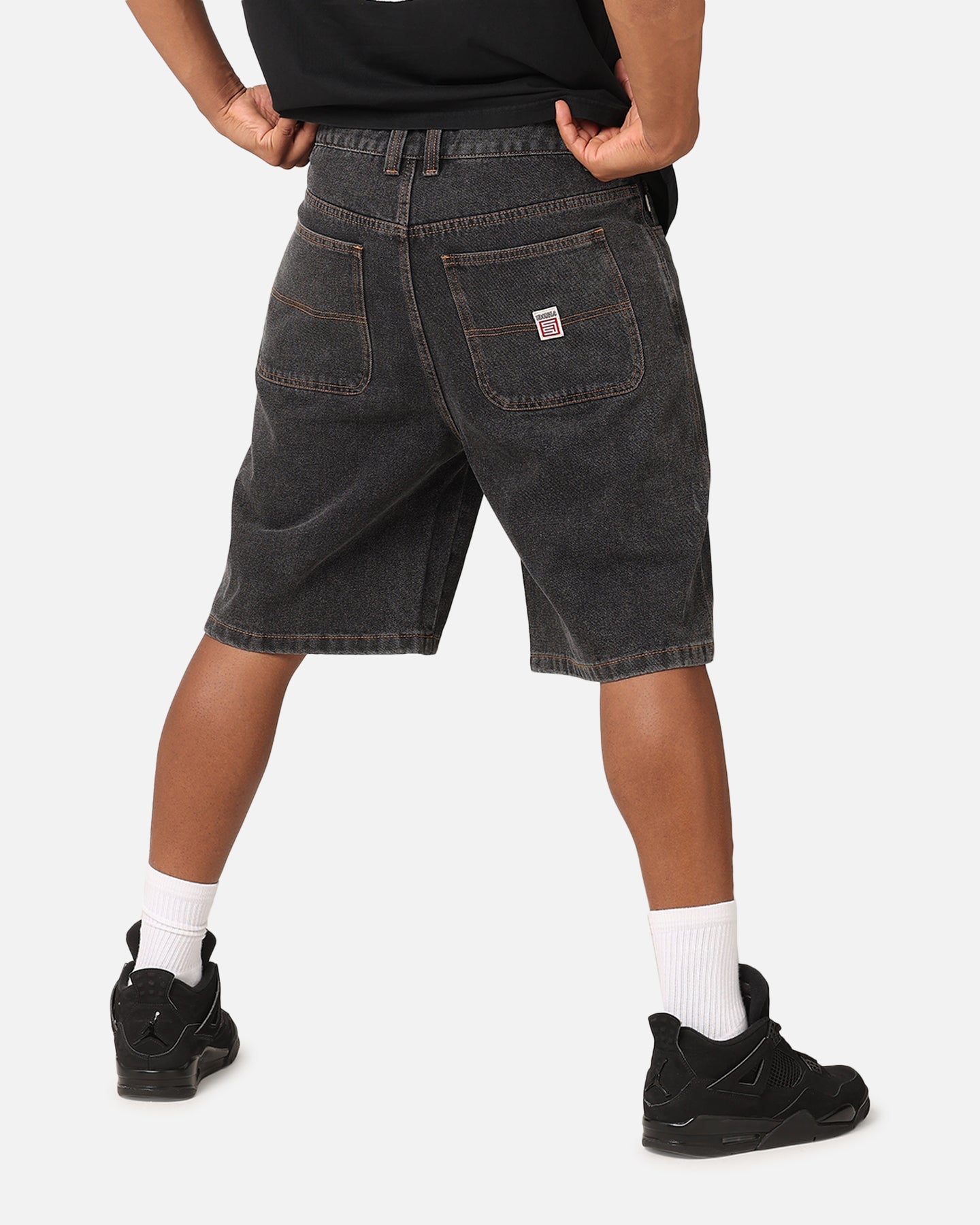 S Double Denim Standard Shorts Washed Black