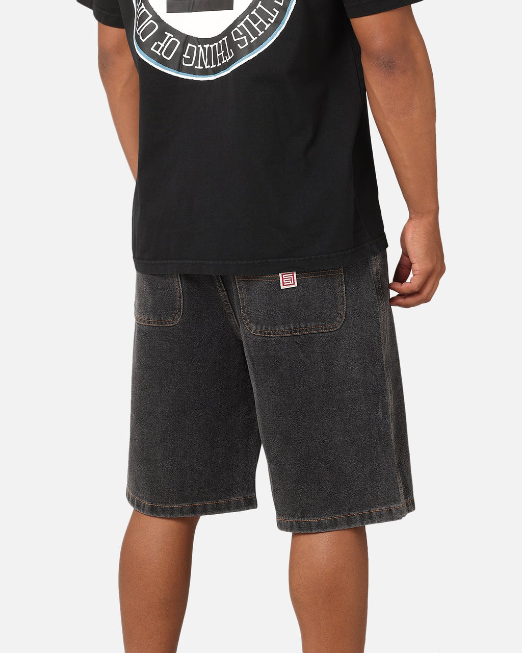 S Double Denim Standard Shorts Washed Black