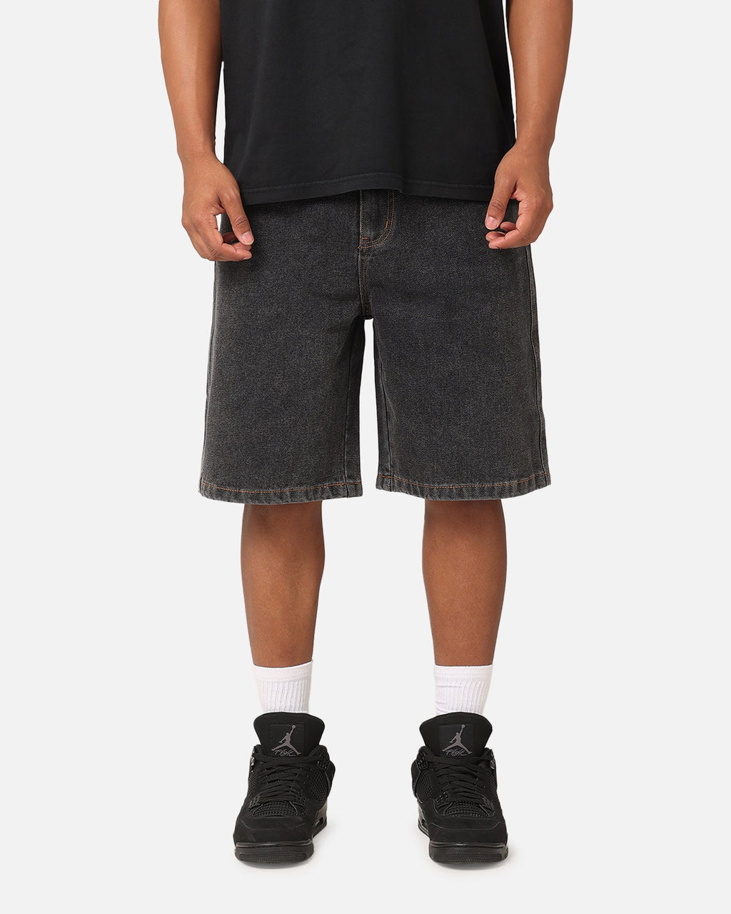 S Double Denim Standard Shorts Washed Black