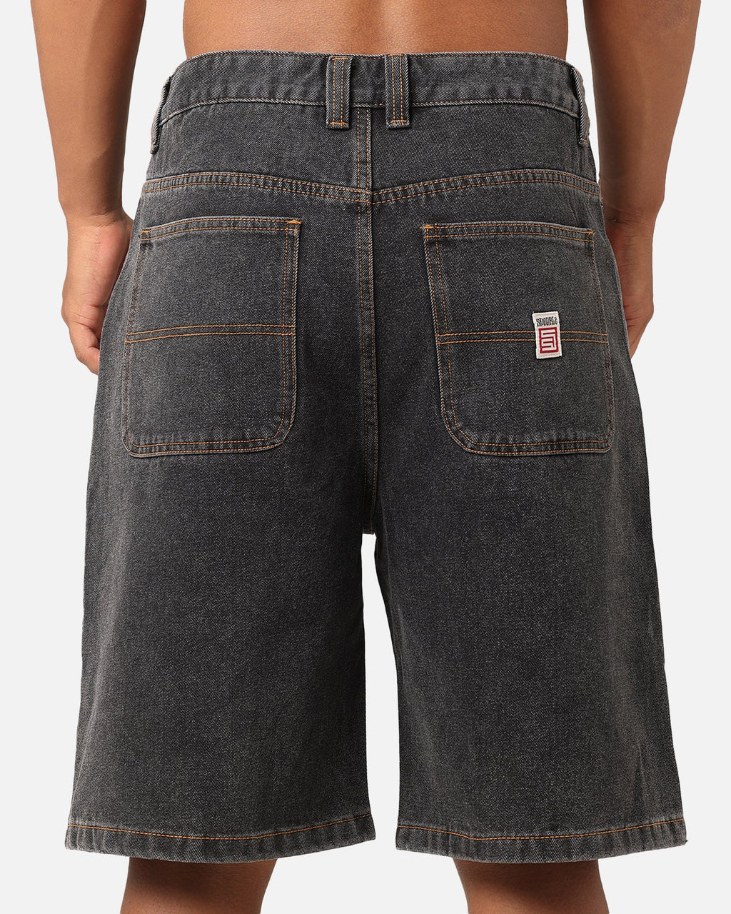 S Double Denim Standard Shorts Washed Black