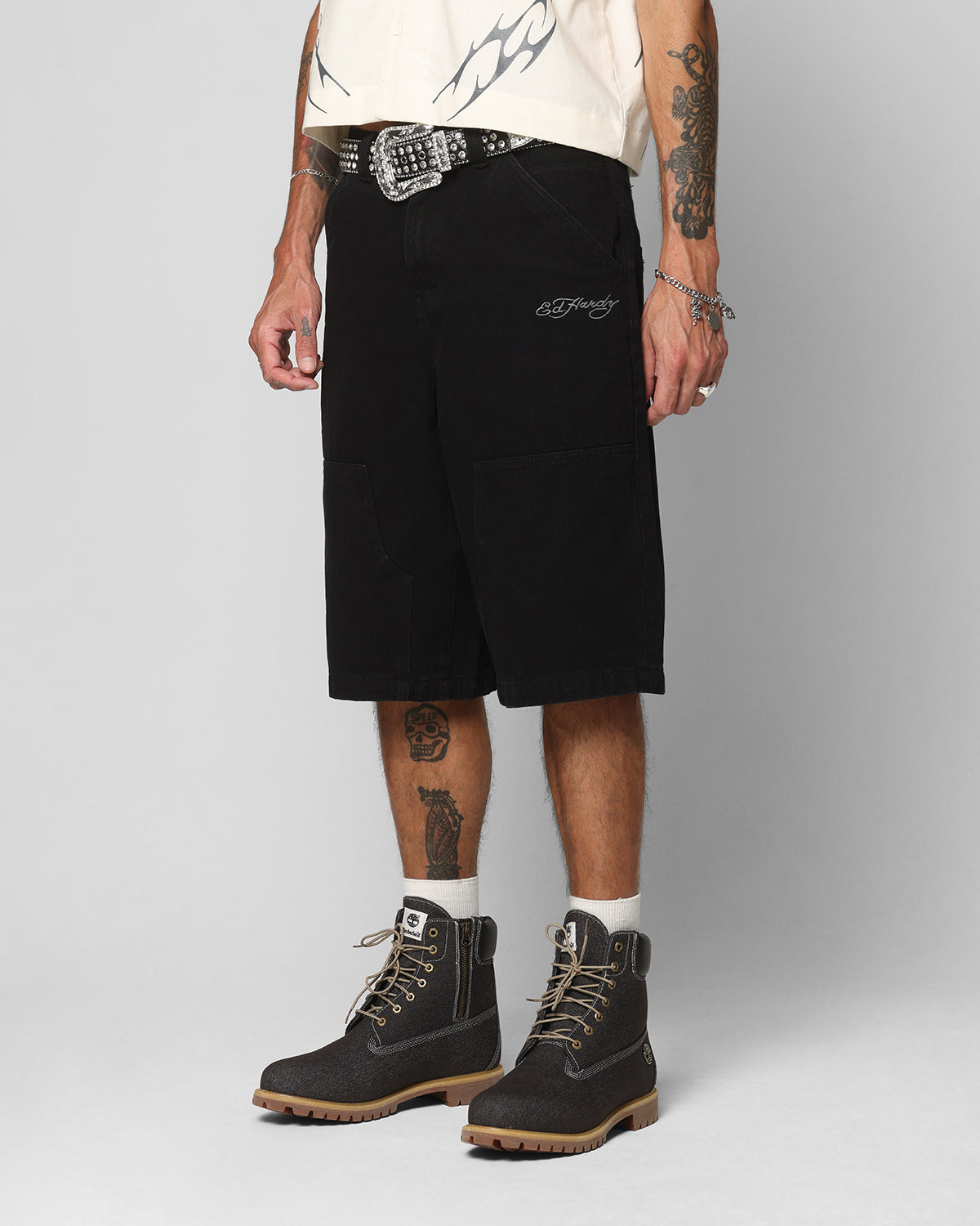 Ed Hardy Dragon Jorts Black