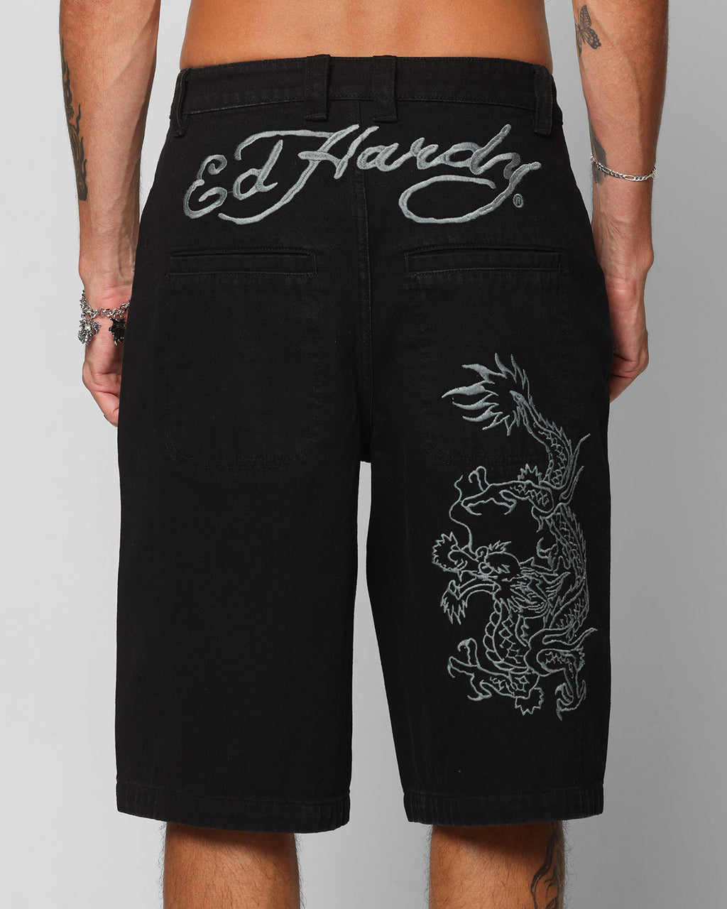 Ed Hardy Dragon Jorts Black