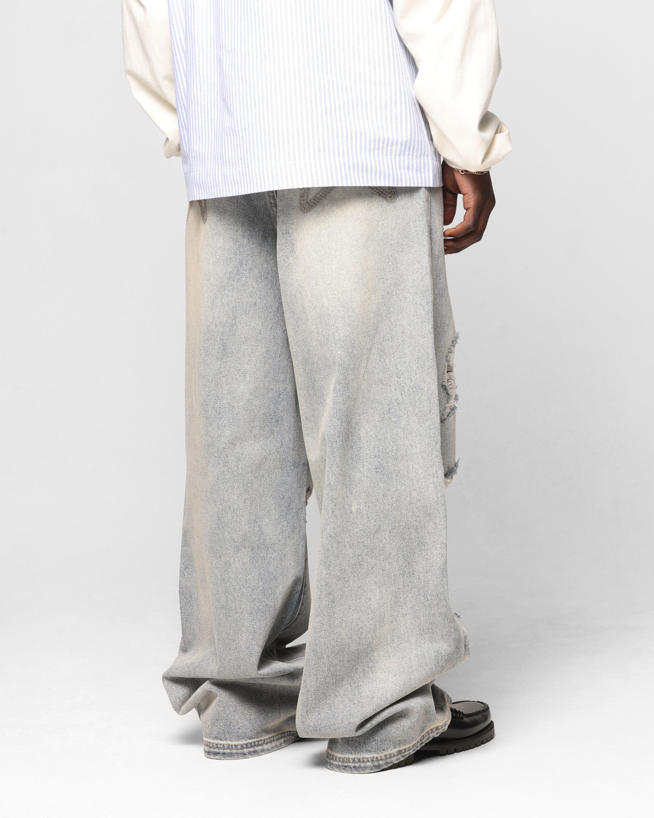 Loiter Star Layered Distressed Jeans Washed Blue