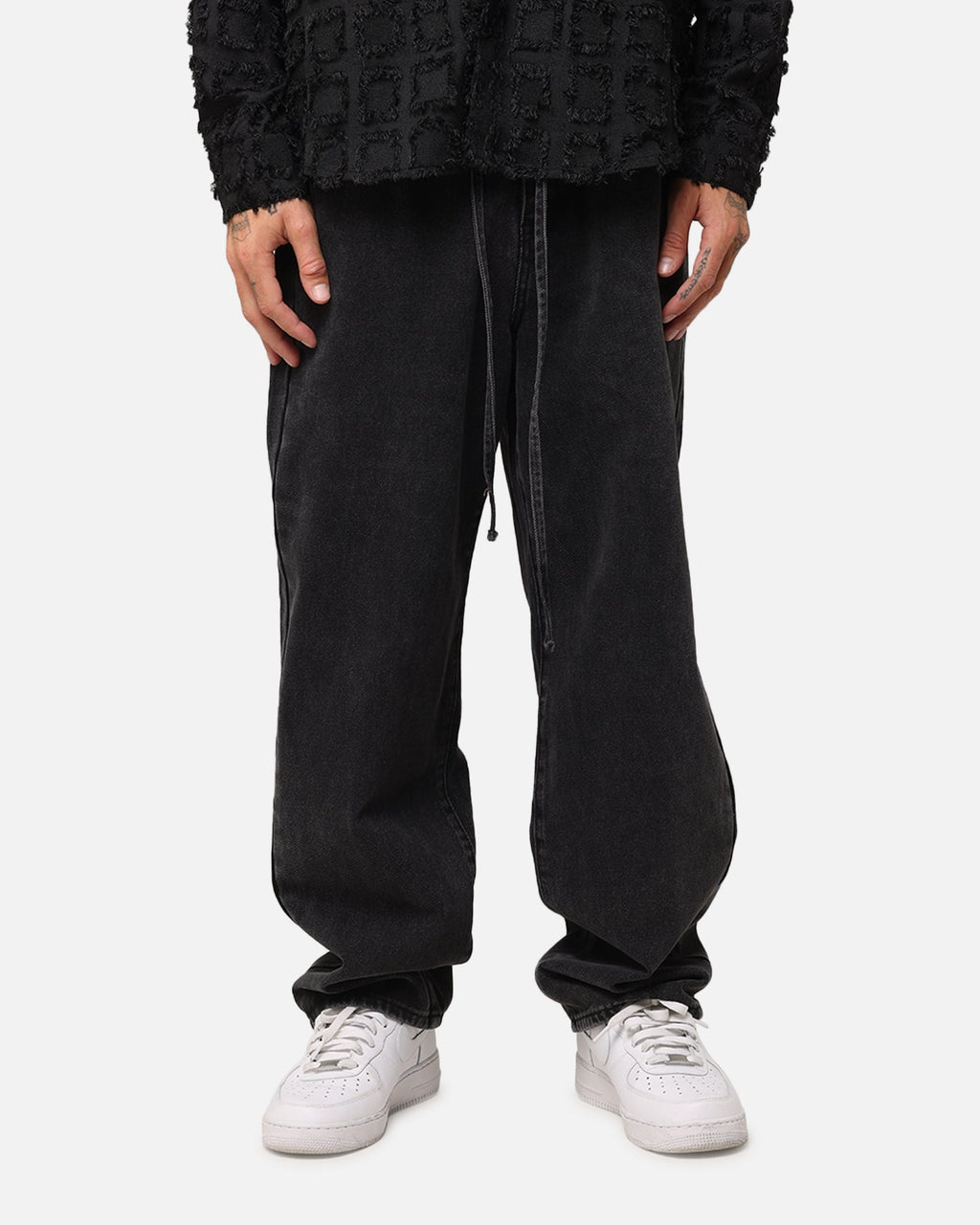 XXIII Tie Lace Baggy Jeans Black Stonewash
