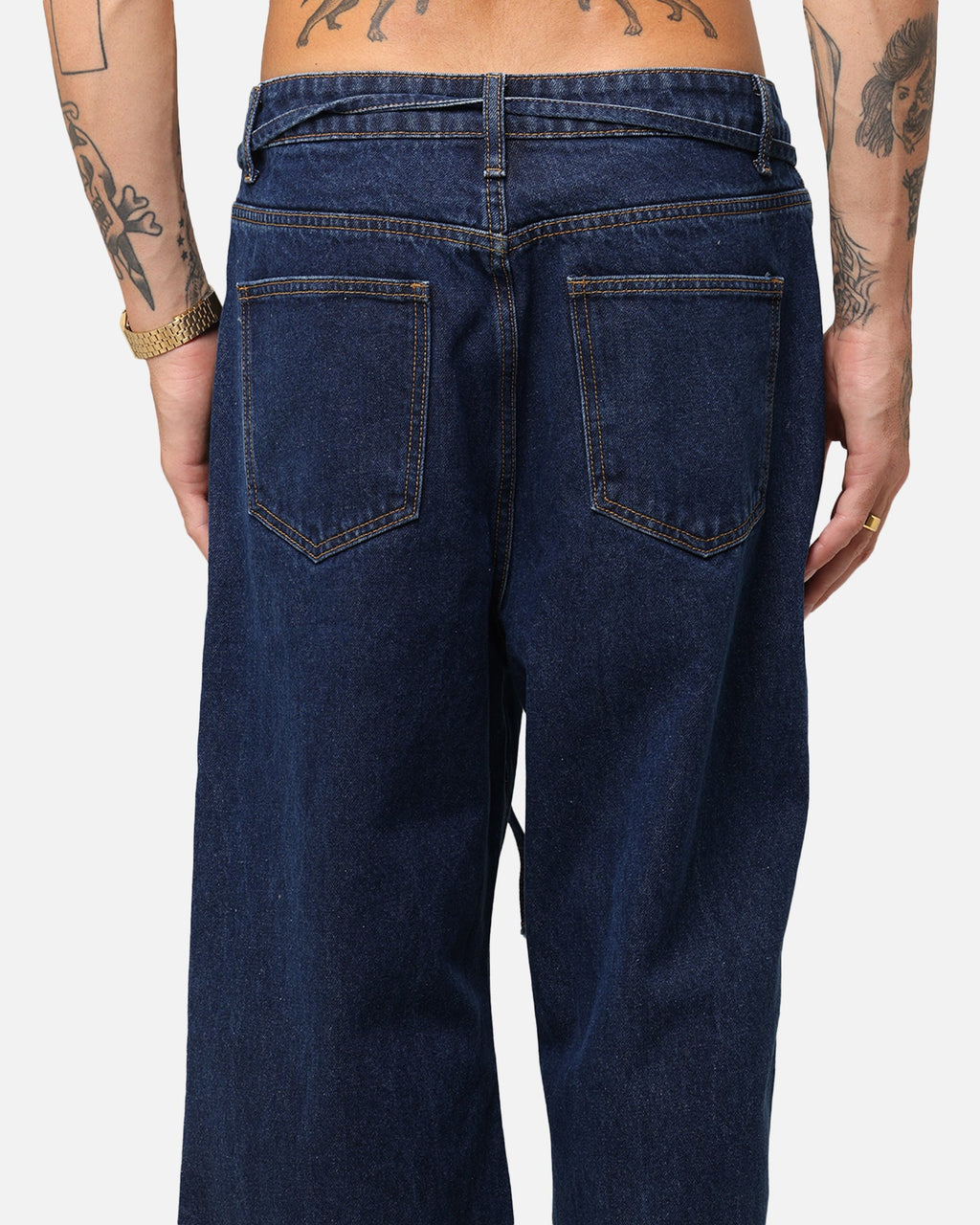 XXIII Tie Lace Baggy Jeans Stonewash Indigo