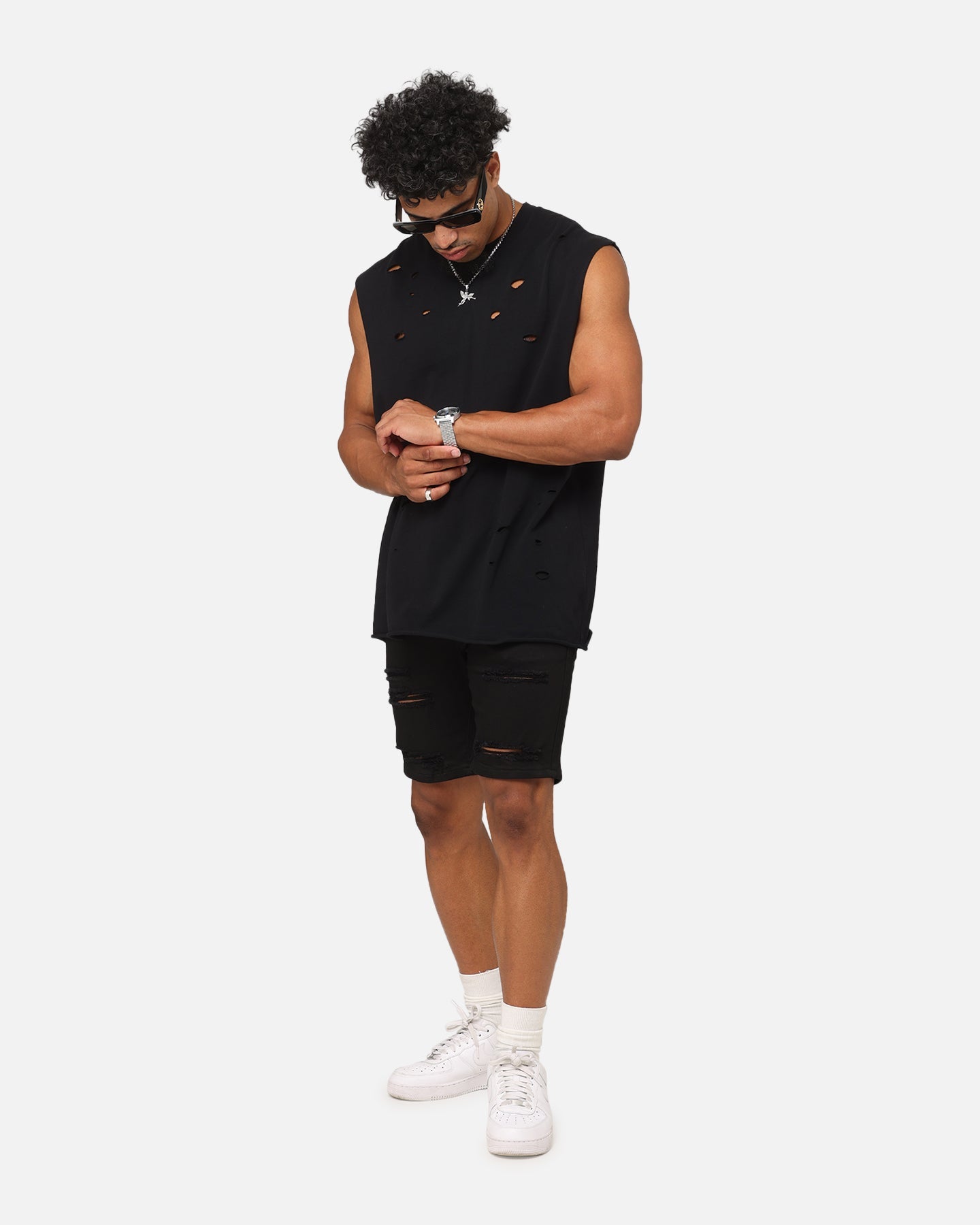Saint Morta Dynasty Thrash V2 Denim Shorts Jet Black
