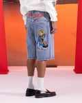 Ed Hardy Geisha Jorts Light Wash Blue