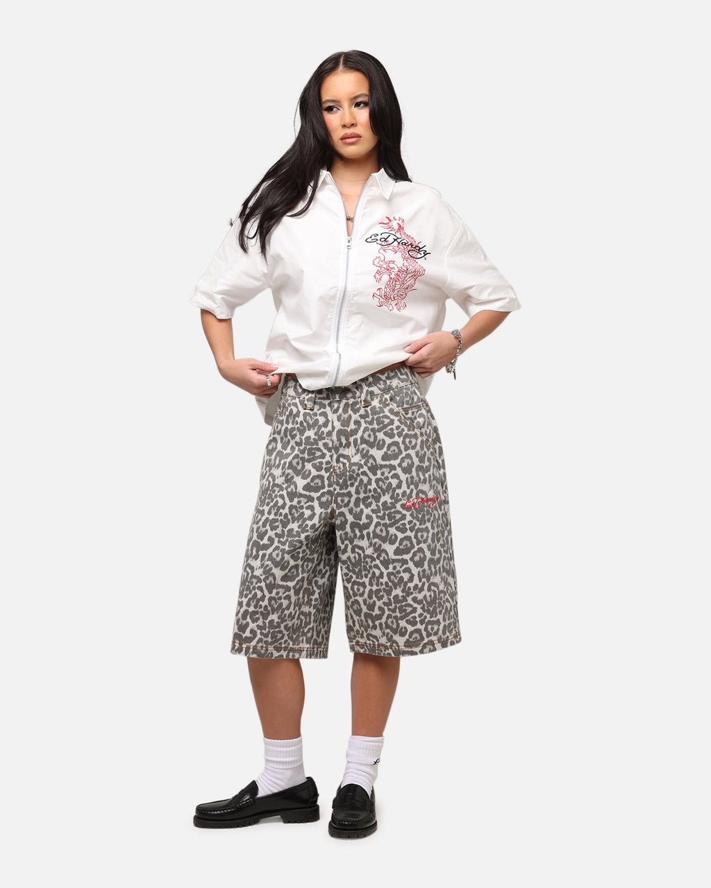 Ed Hardy Women's Leopard Jorts Leopard