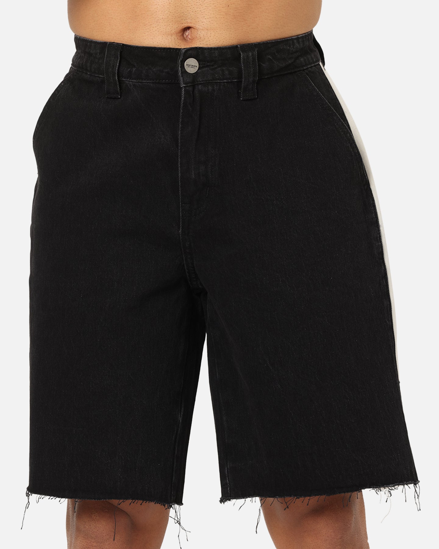Saint Morta Amplus Sidewinder Denim Jort Shorts Black/Off White