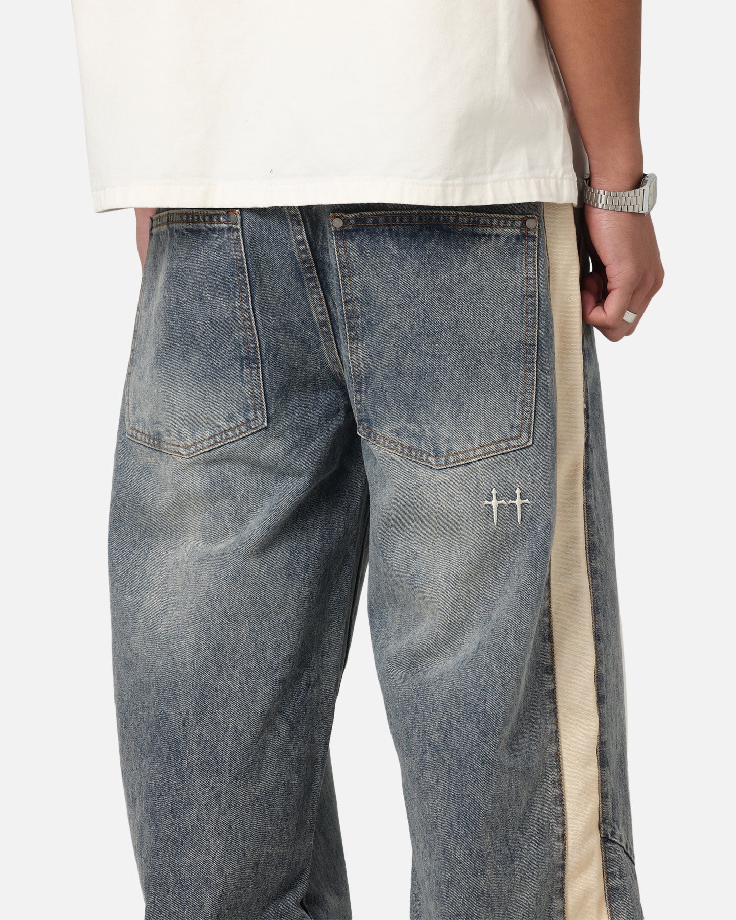Saint Morta Amplus Sidewinder Jeans Dirty Denim/Off White