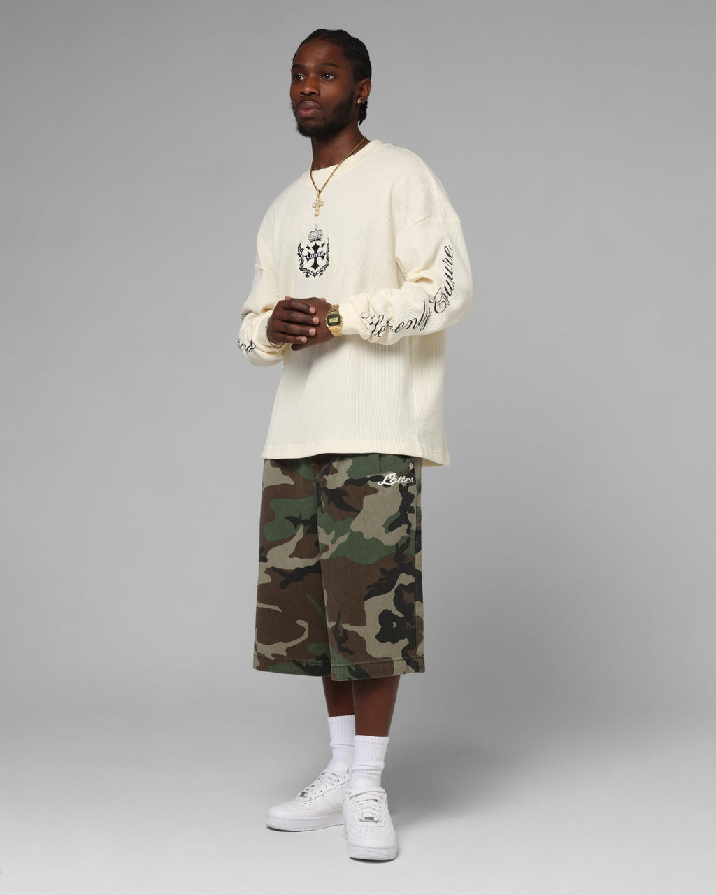 Loiter 3 Quarter Shorts Woodland Camo