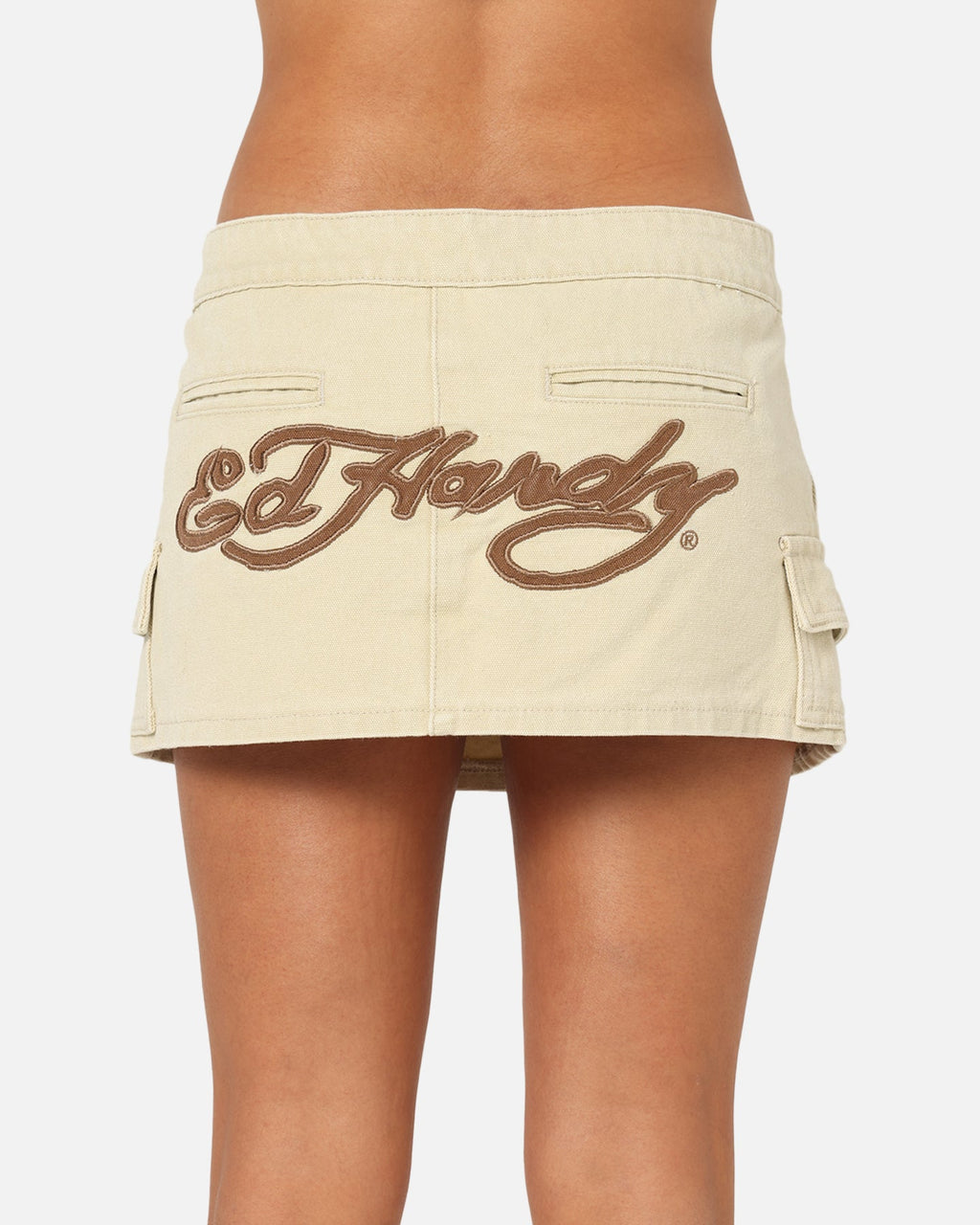 Ed Hardy Women's Cargo Mini Skirt Stone