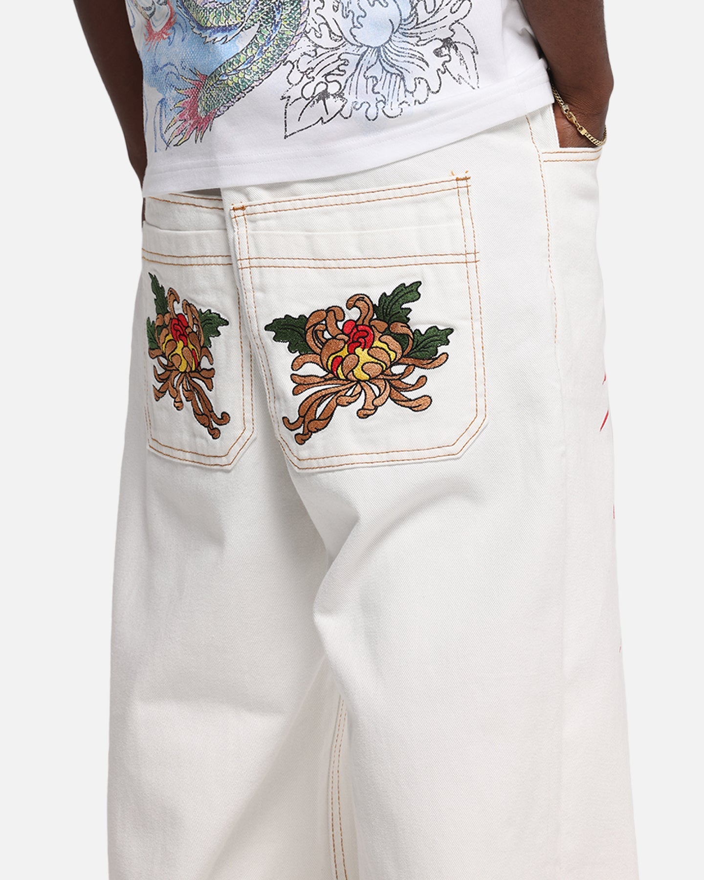 Ed Hardy Death Before Dishonour Jeans Off White
