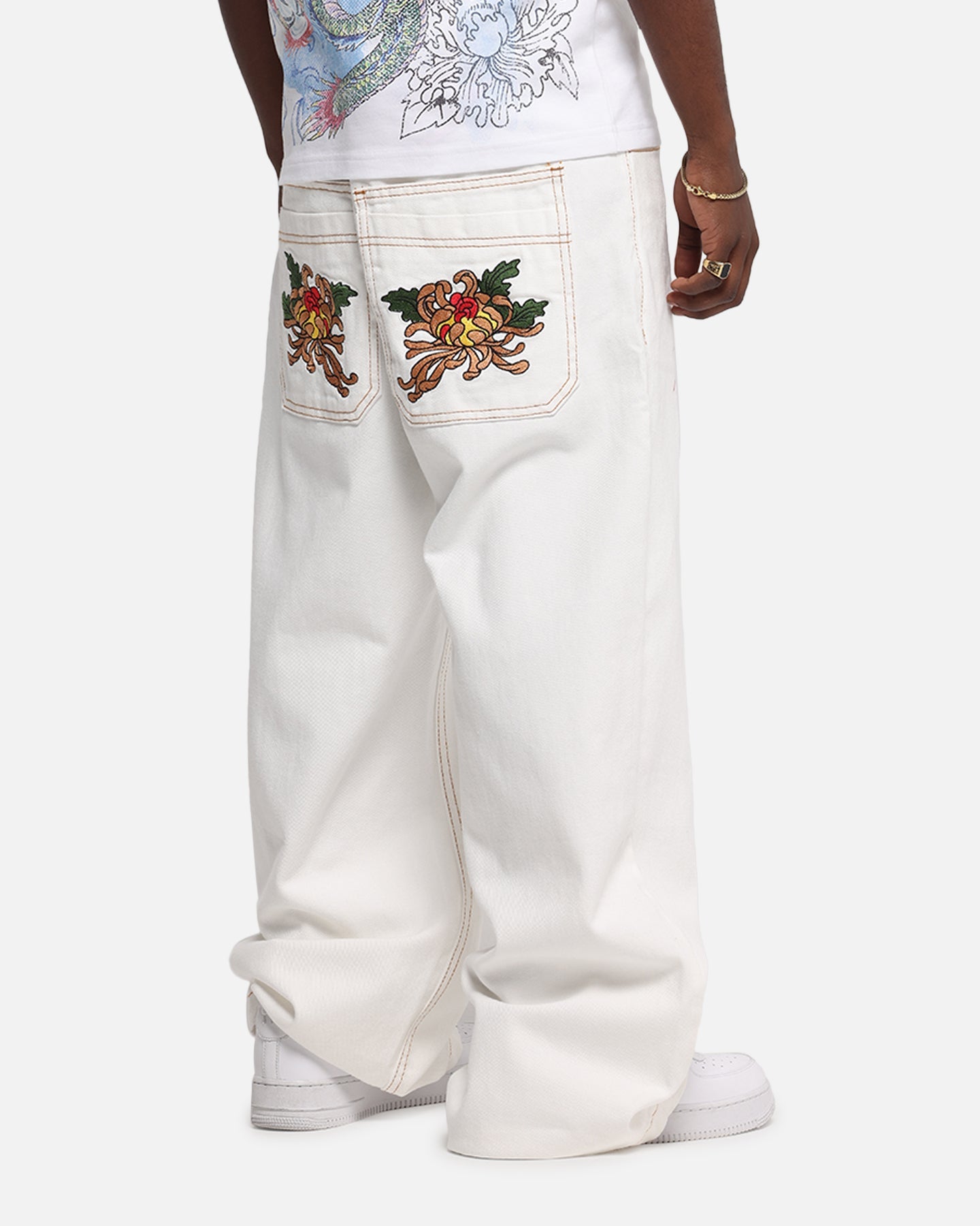 Ed Hardy Death Before Dishonour Jeans Off White