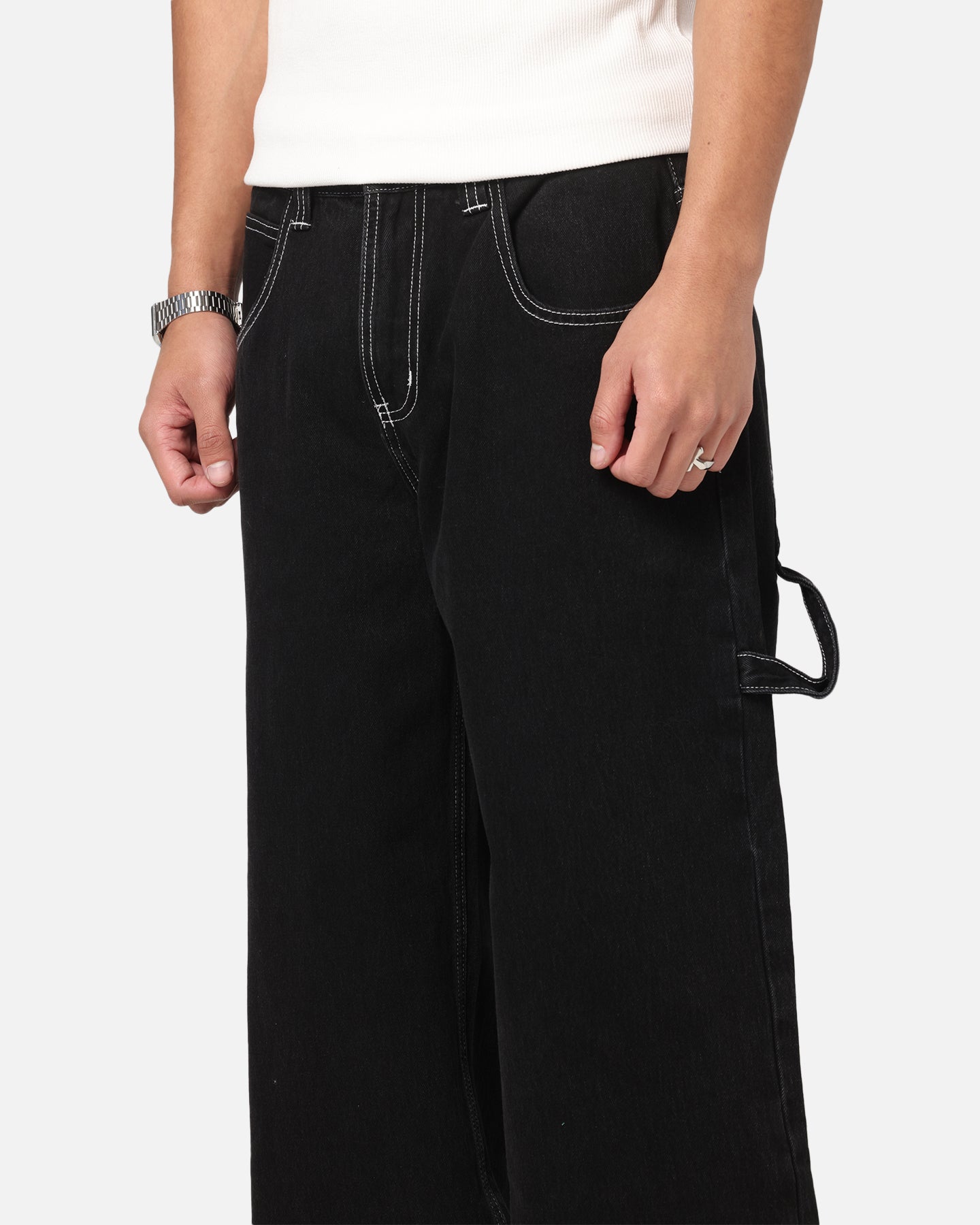 Saint Morta Amplus Fray Carpenter Jeans Contrast Black