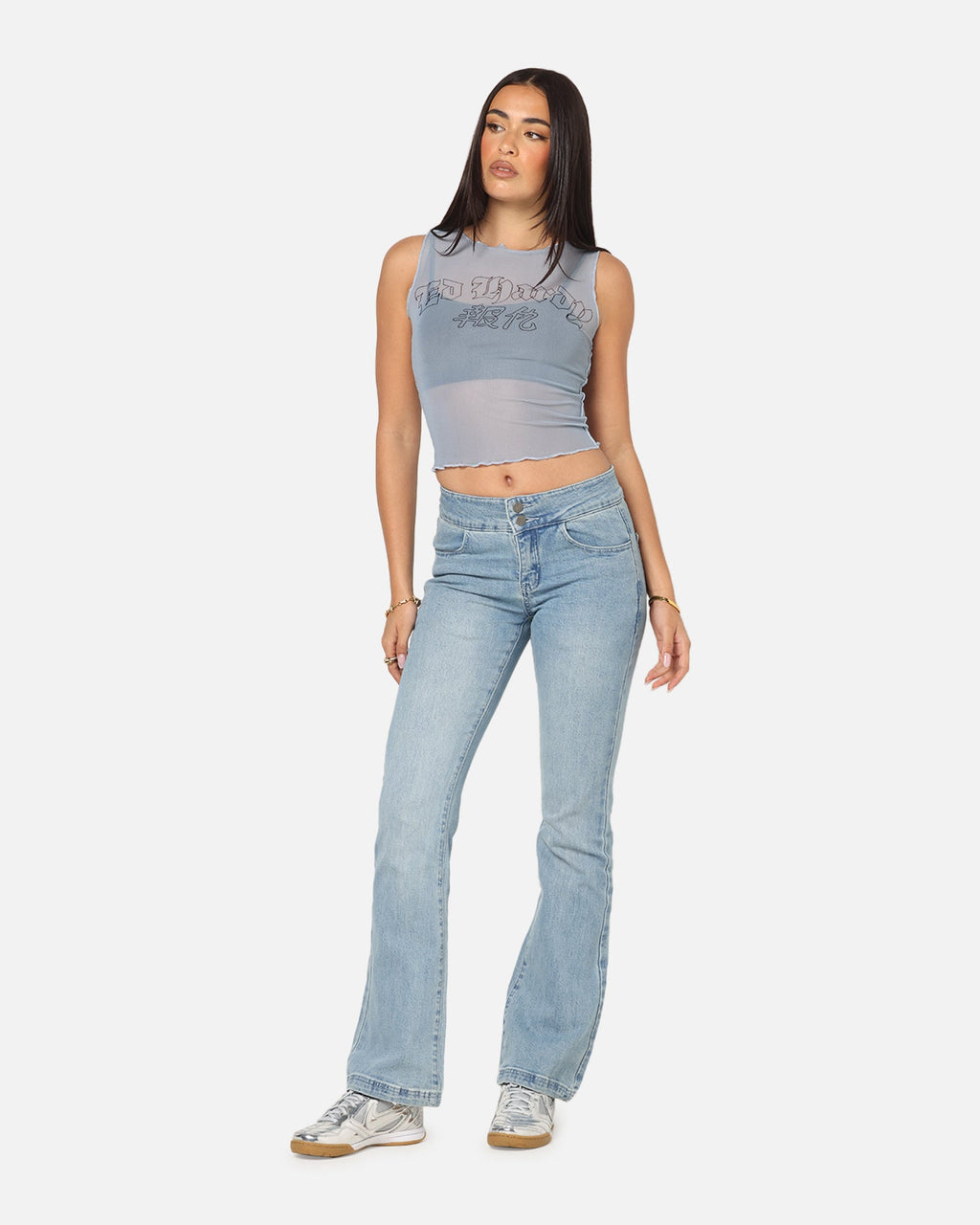 Ed Hardy Women's Low Rise Skinny Jeans Blue Denim