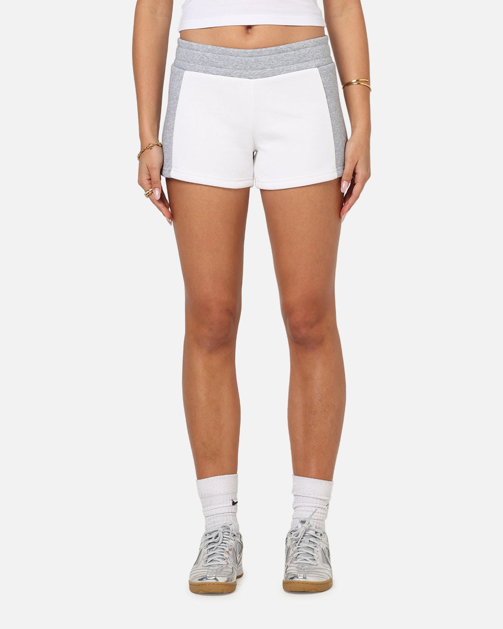 Ed Hardy Women's Fleece Shorts White/Grey