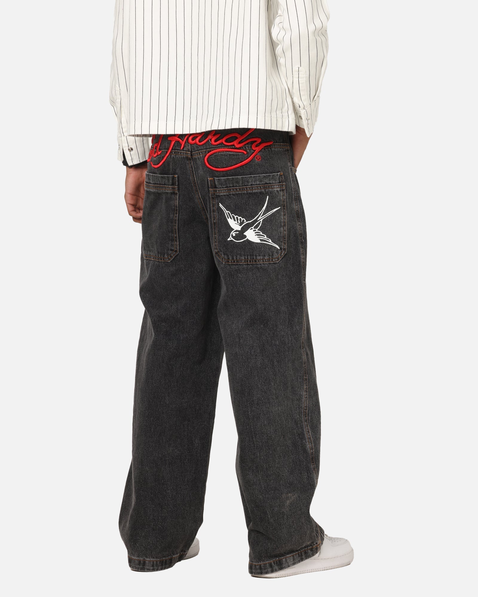 Ed Hardy Shinjuku Jorts Black Pinstripe