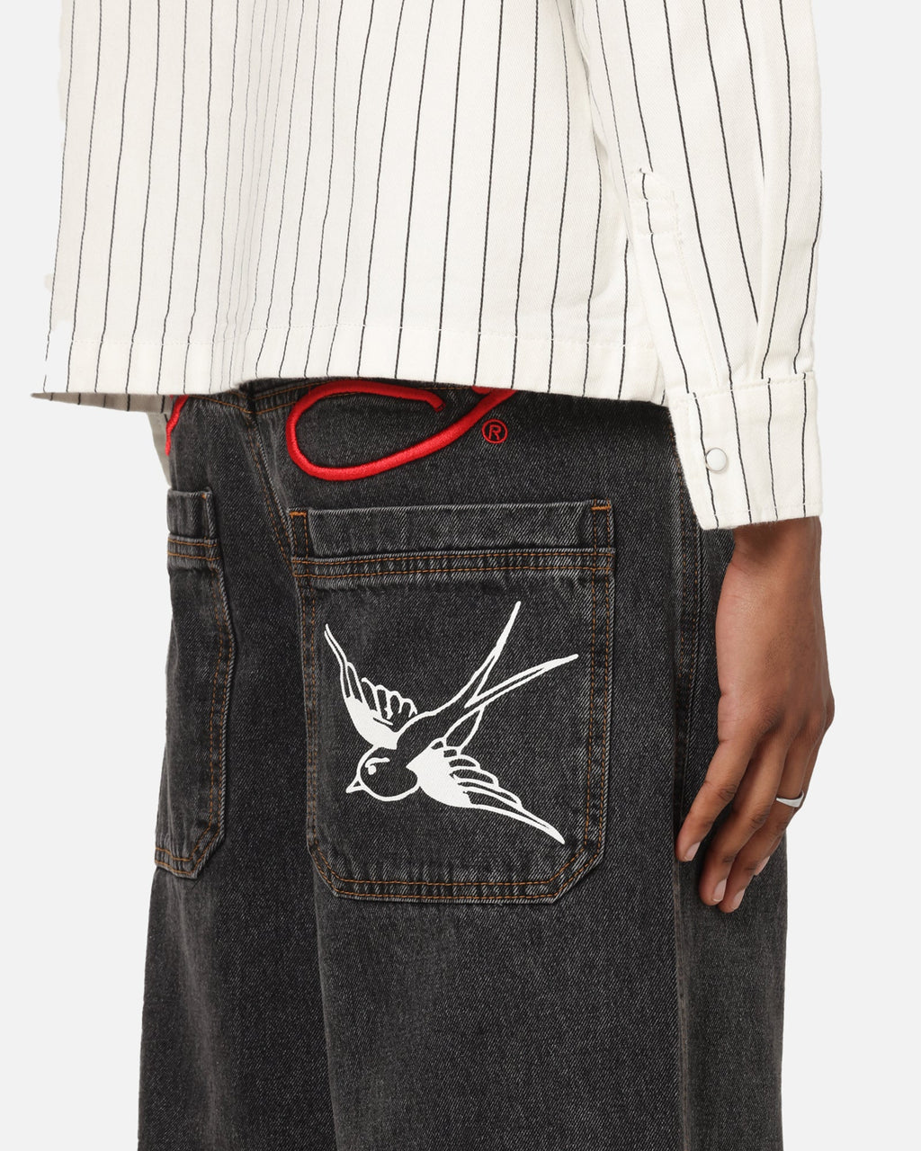 Ed Hardy Shinjuku Jorts Black Pinstripe