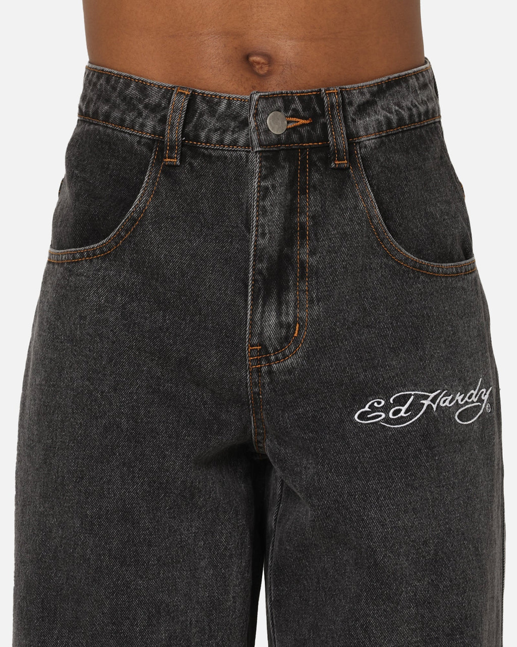 Ed Hardy Shinjuku Jorts Black Pinstripe