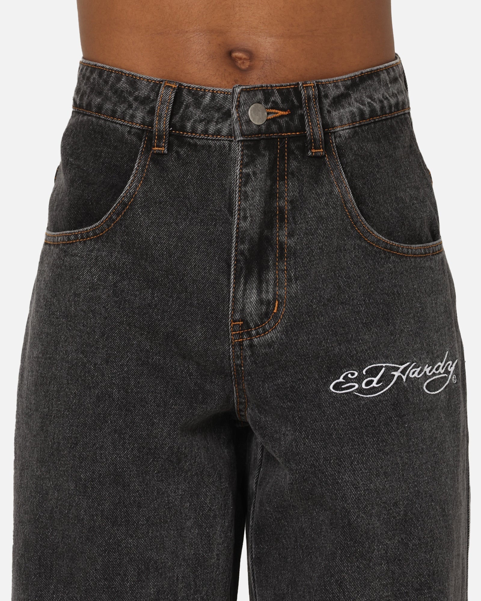 Ed Hardy Shinjuku Jorts Black Pinstripe