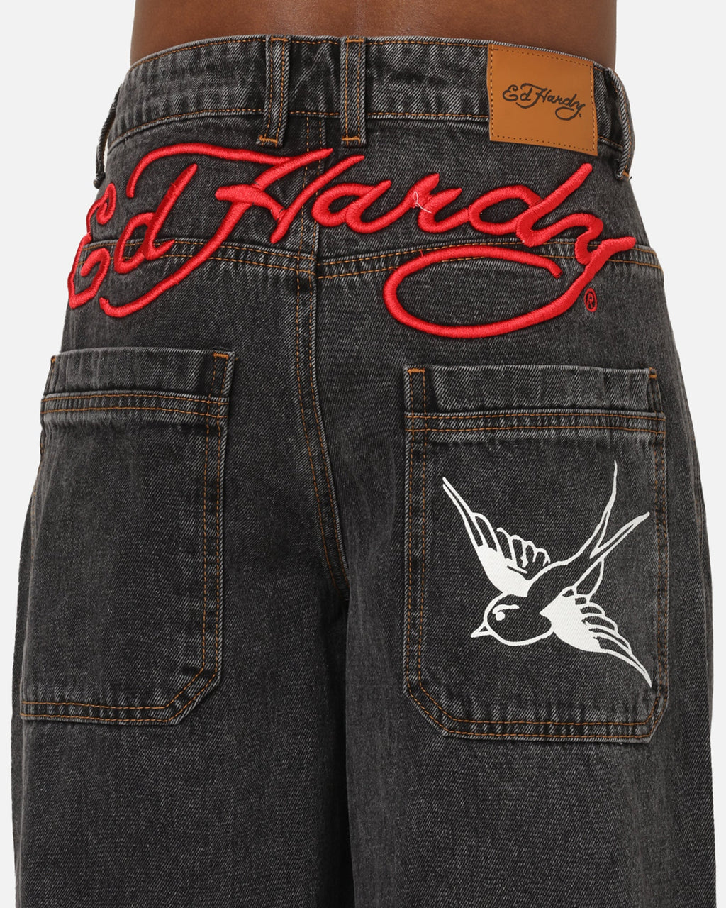 Ed Hardy Shinjuku Jorts Black Pinstripe