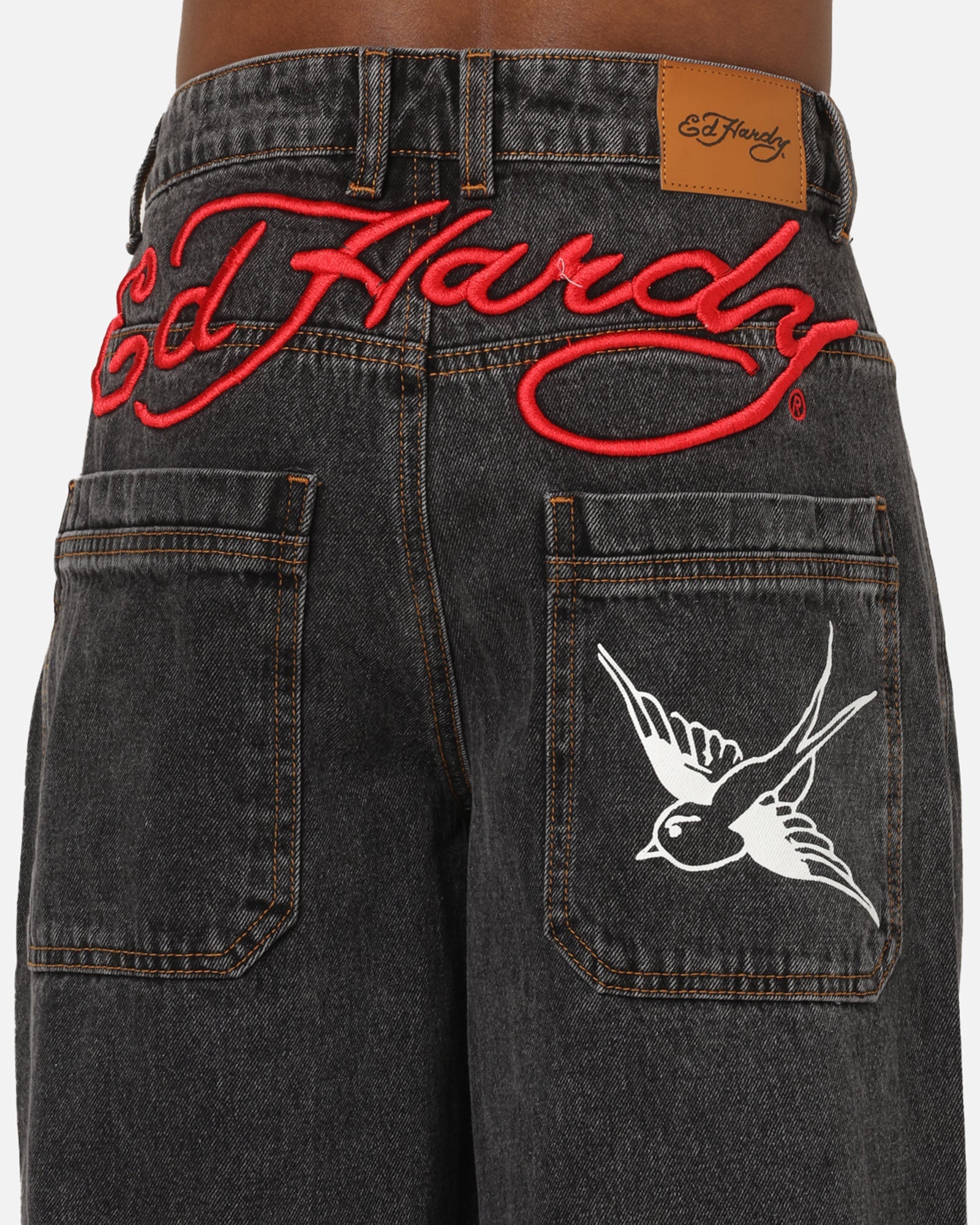 Ed Hardy Shinjuku Jorts Black Pinstripe