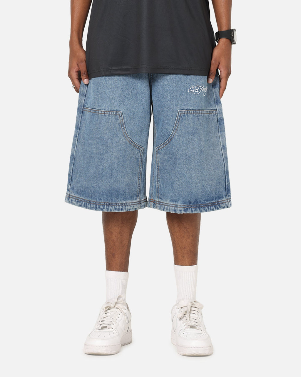 Ed Hardy Dragon Jorts Mid Blue Denim
