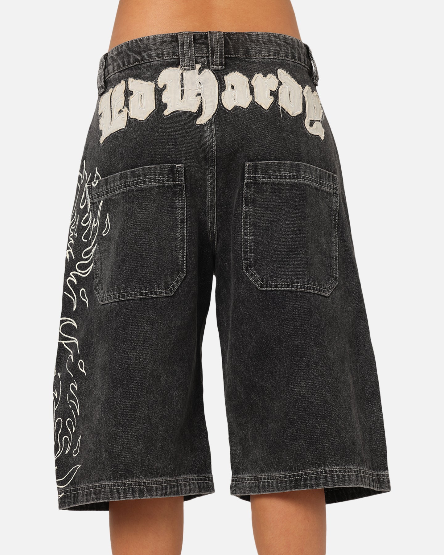 Ed Hardy Women's Distressed Logo Jorts Black