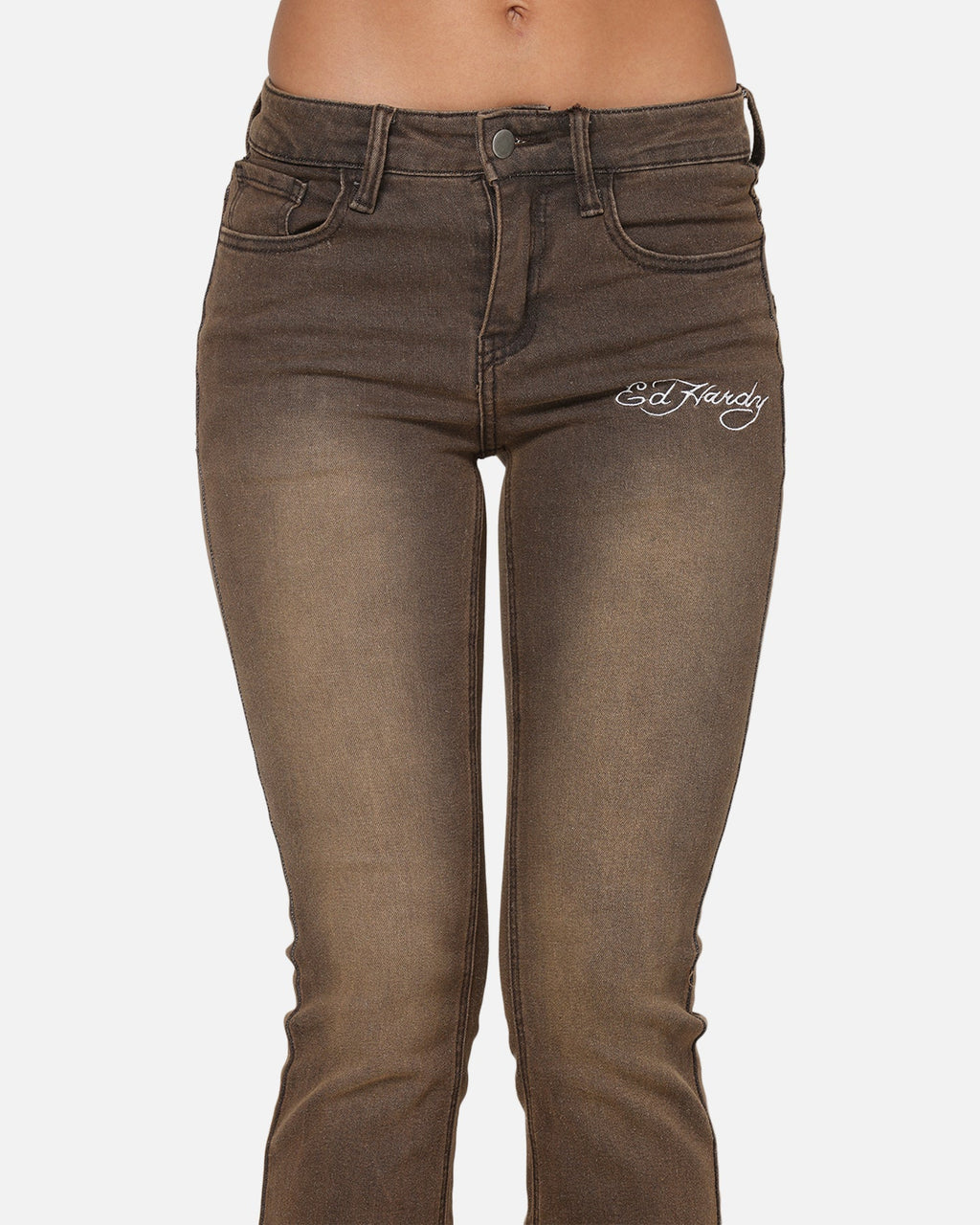 Ed Hardy Women's Tiger Bootcut Jeans Brown