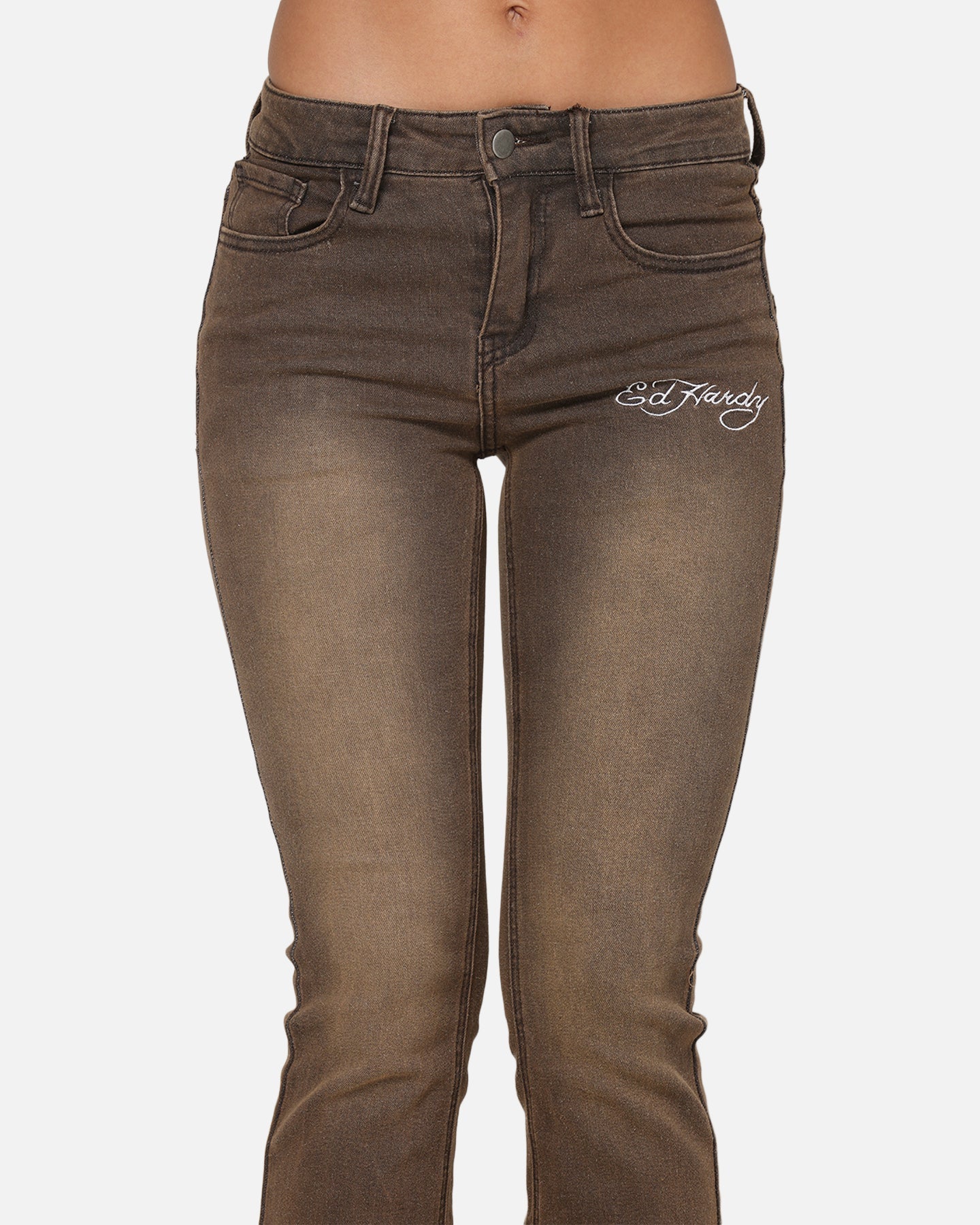 Ed Hardy Women's Tiger Bootcut Jeans Brown