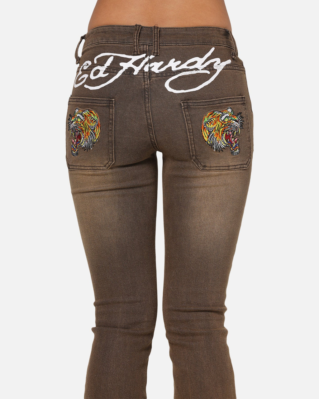 Ed Hardy Women's Tiger Bootcut Jeans Brown
