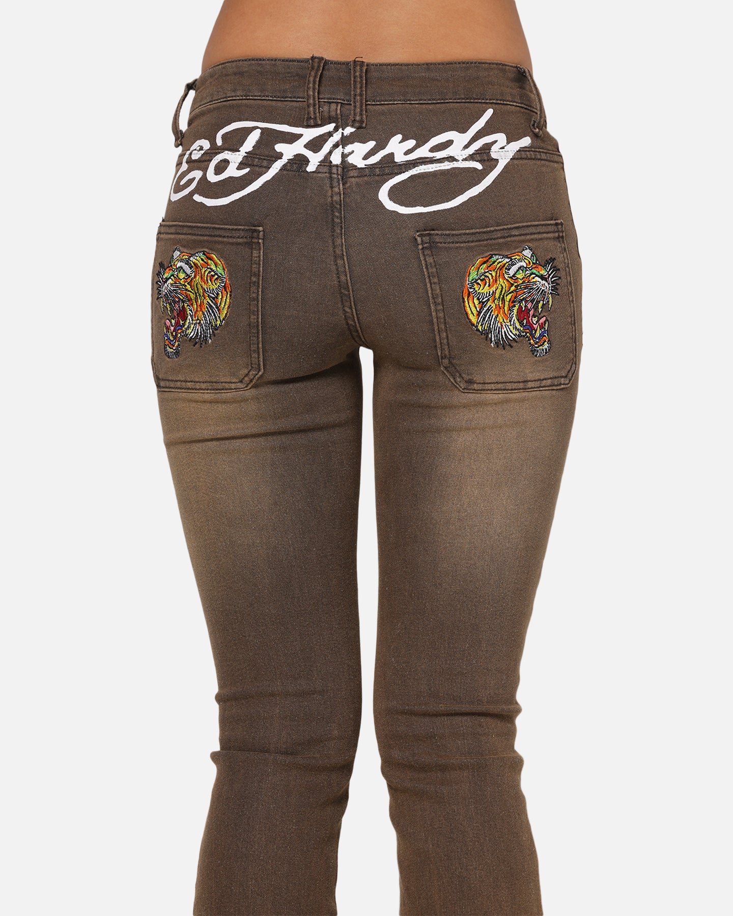 Ed Hardy Women's Tiger Bootcut Jeans Brown