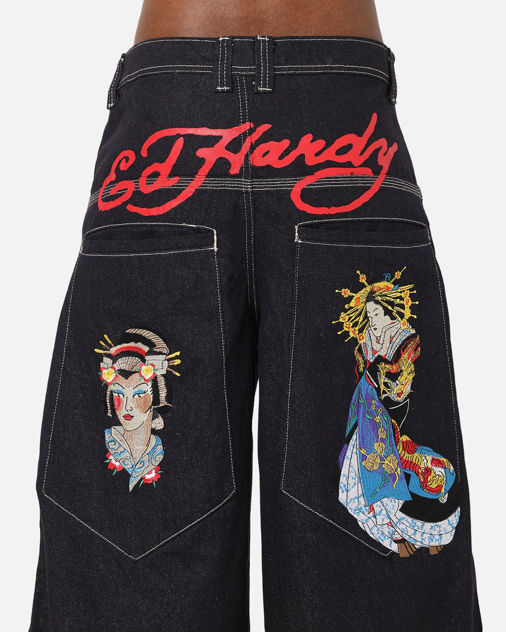 Ed Hardy Ultra Wide Leg Denim Jeans Indigo