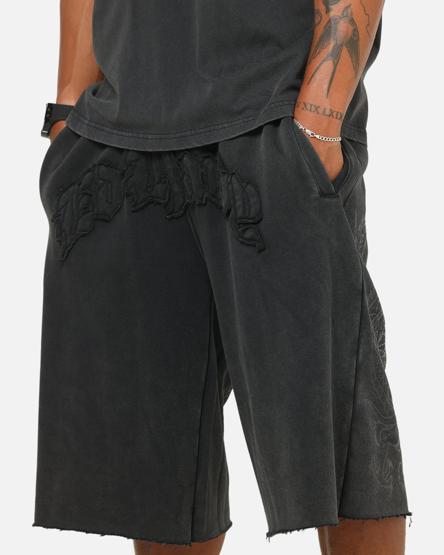 Ed Hardy Double Dragon Applique Shorts Black