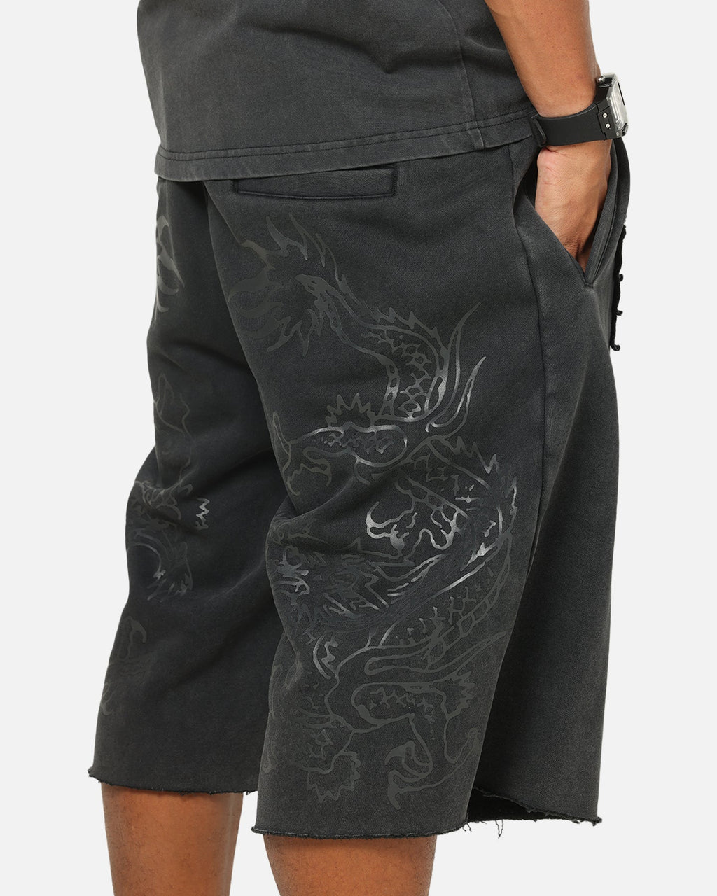 Ed Hardy Double Dragon Applique Shorts Black
