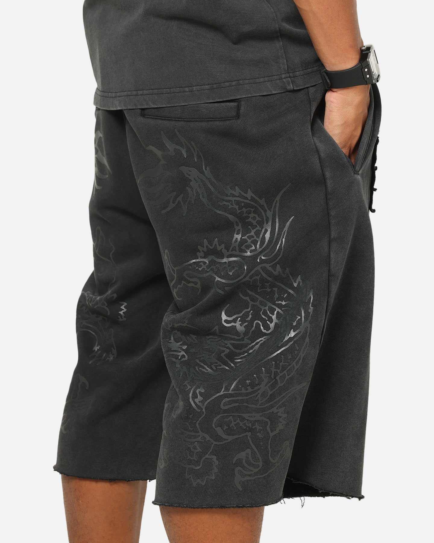 Ed Hardy Double Dragon Applique Shorts Black
