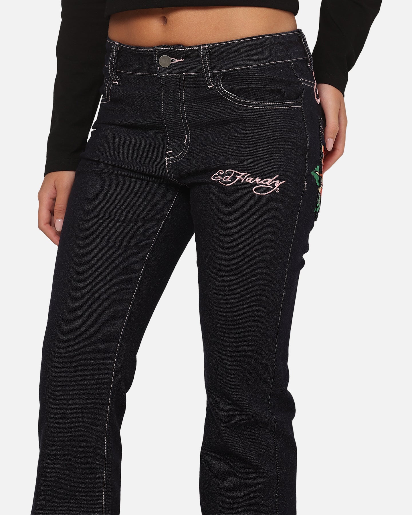Ed Hardy Women's Rose Bootcut Jeans Raw Indigo