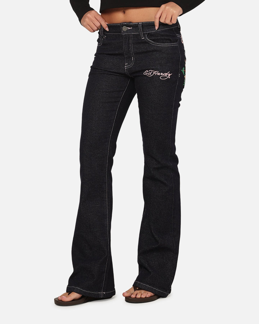Ed Hardy Women's Rose Bootcut Jeans Raw Indigo