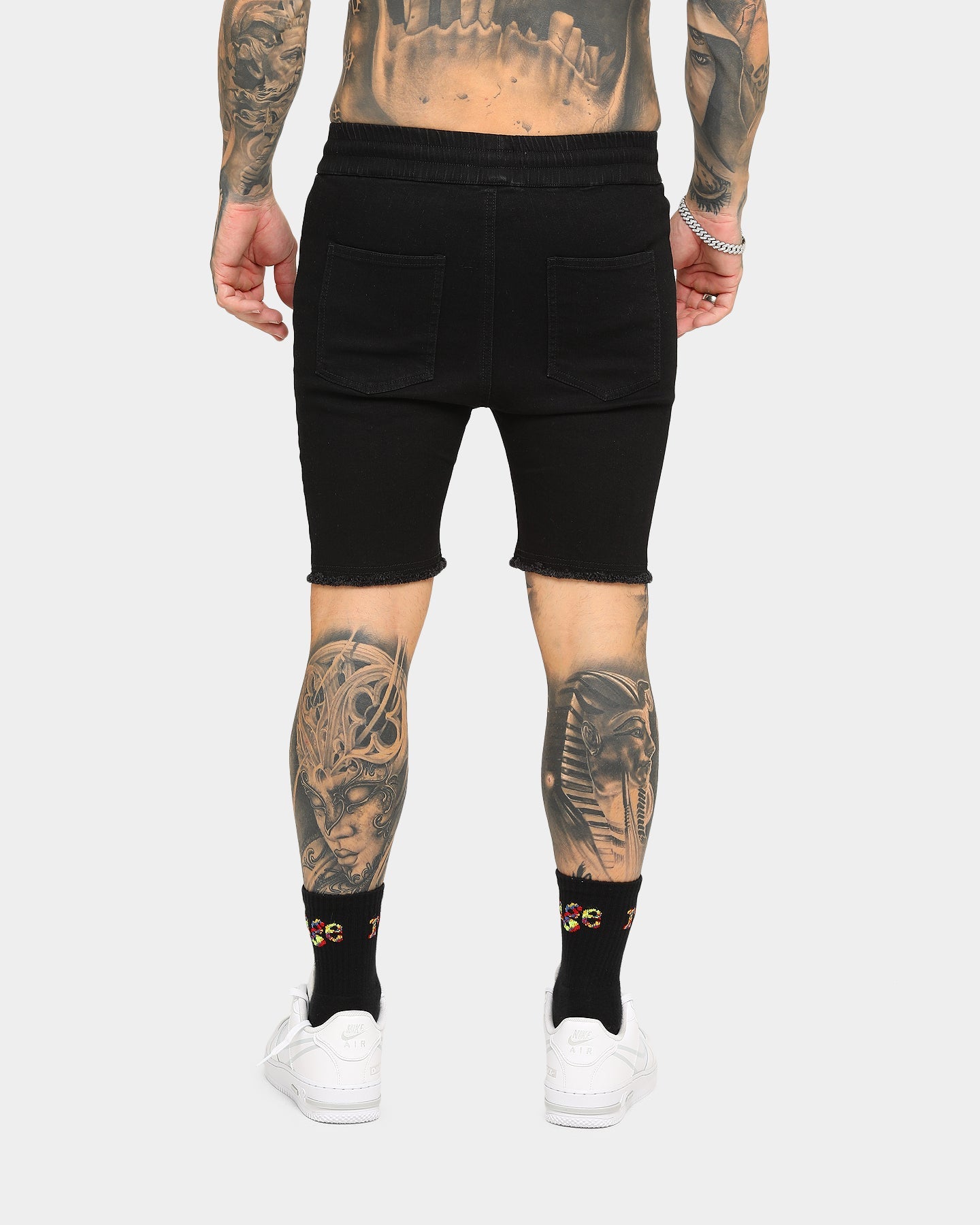 ENES Gunner Skinny Ripped Shorts Black