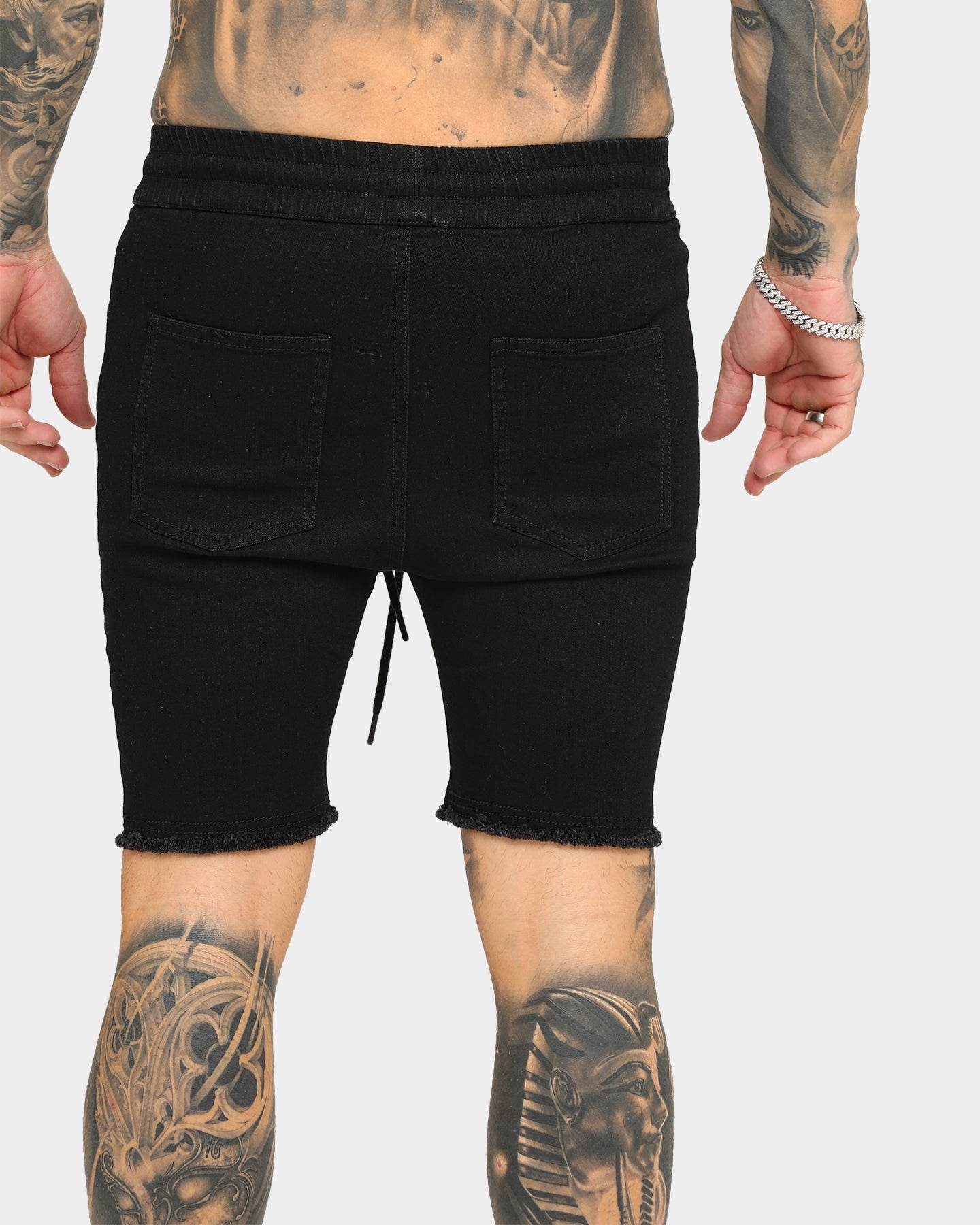 ENES Gunner Skinny Ripped Shorts Black