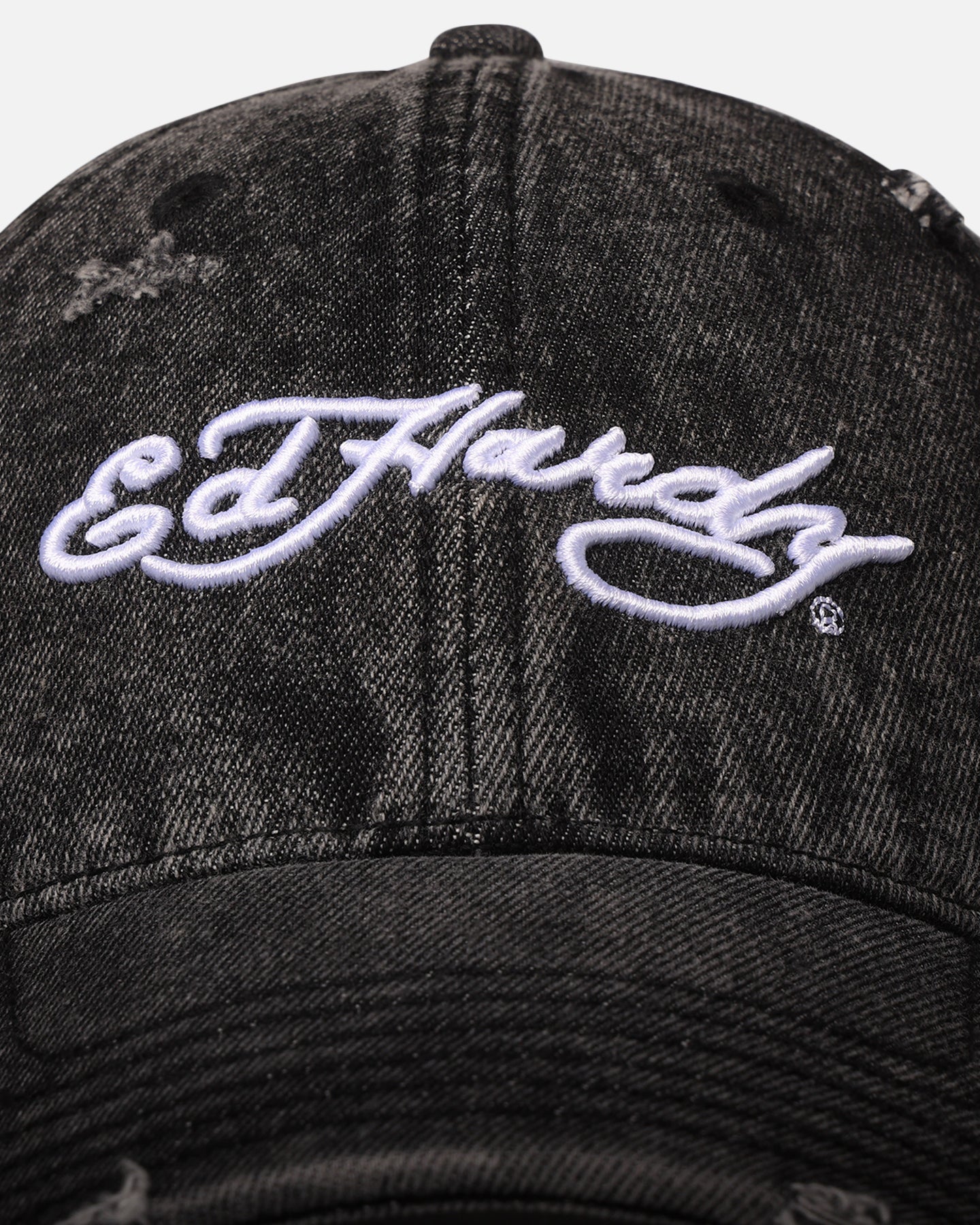 Ed Hardy Distressed Denim Strapback Cap Black Wash